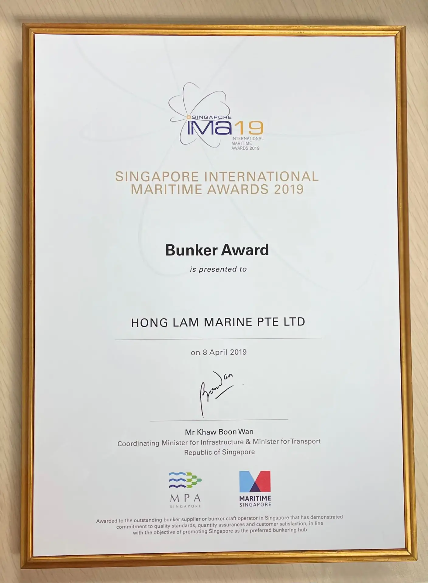 IMA 2019 Bunker Award